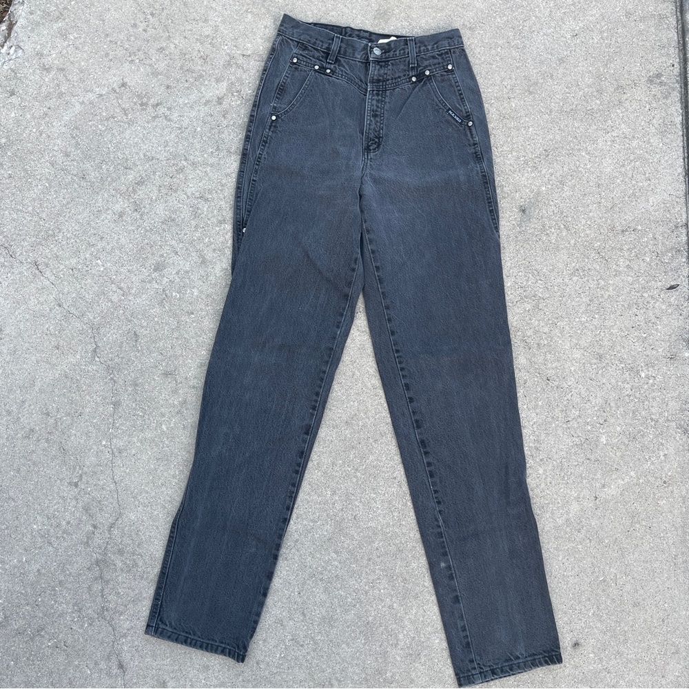 VTG 90s Rocky Mountain Bareback Jeans Black Star Studded High Rise Tall 28 11/12